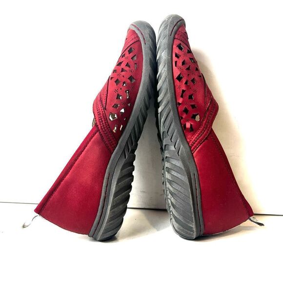 Jambu JBU Memory Foam Womens Sz 11M Red Fabric Flats Comfort Casual Slip On Shoe - Picture 6 of 11